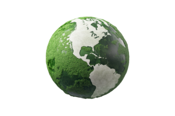 Green earth cut out isolated on white background showcases the natural beauty of land and vegetation, highlighting environmental themes and sustainability efforts in a visually striking manner