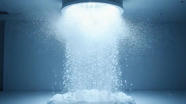 Artificial snow bubble fall from ceiling