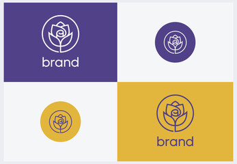 Floral icon with circle backgrounds for branding