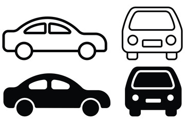 Car vector line icon set. Simple outline and fill style  cars sign symbol. vector flat icons on white background.  vector illustrations.