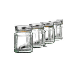Four Empty Glass Jars with Silver Lids - Perfect for Storage or Craft Projects