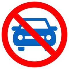 車イラスト付き 駐車禁止のマーク アイコン イラスト シンプル ベクター素材