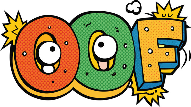 Cartoon OOOF Text Comic Book Sound Effect Illustration on transparent background