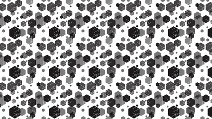 Abstract geometric hexagon pattern background in black and white for wallpaper design