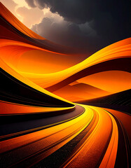 Orange winding road abstract illustration