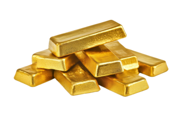 Collection of gleaming gold bars arranged in an artistic display, showcasing the brilliance and value of precious metals in a well-lit setting