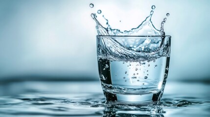 Splashing water glass drop refreshing hydration clean drinking purity lifestyle wellness background concept