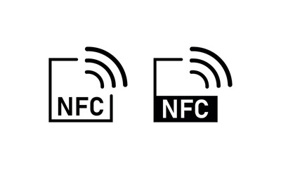 NFC wireless payment set icon, contactless transaction symbol, digital wallet tap to pay illustration, mobile banking communication technology vector design