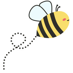 te Flying Bee with Dotted Trail Illustration