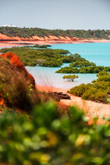 Simpson Beach &ndash; High Tide View of Turquoise Water and Orange Sand, Broome WA