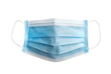 Medical mask isolated on a gray background, highlighting its design and structure for health purposes and hygiene practices