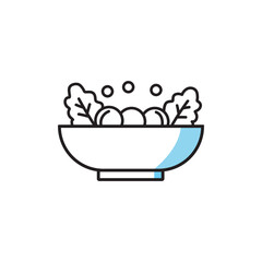 Bowl of fresh salad with lettuce leaves and round vegetables offering a healthy eating lifestyle and culinary delight perfect for restaurant menu designs and diet plans