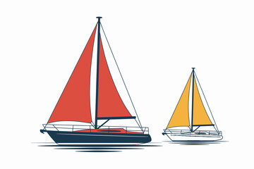 Fototapeta premium Sailing Vessels on Calm Waters A Nautical Illustration