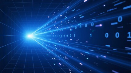 Digital tunnel with binary code and light beams