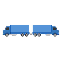 Long Haul Semi-Trailer Truck with Double Cargo Containers - Delivery Transport Vector