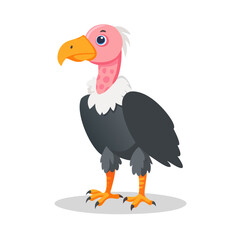 Funny Cartoon Vulture Bird Vector Illustration - Standing Scavenger Wildlife Character