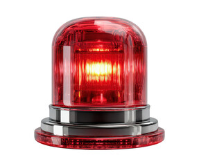 Red emergency warning light isolated on transparency background, glowing with urgency, used for alert, safety, and security in various environments, creating sense of alarm