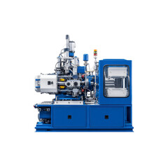 Fototapeta premium Modern Blue Industrial Injection Molding Machine in Studio Setting