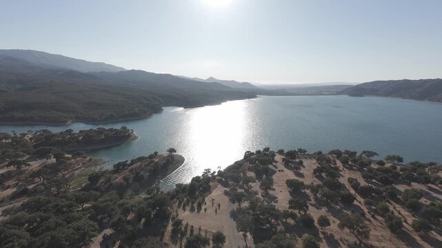 RAW Drone Footage of Lake Cachuma &mdash; Cinematic Pan Over Santa Barbara Reservoir and California Mountains