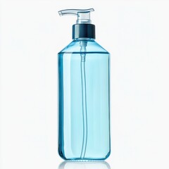 Fototapeta premium Clear Blue Plastic Pump Bottle for Liquid Products and Skincare