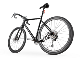 Black Gravel Bike Rear View on White
