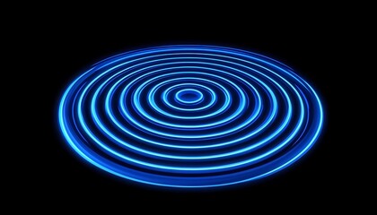 Blue neon circles glow in dark.