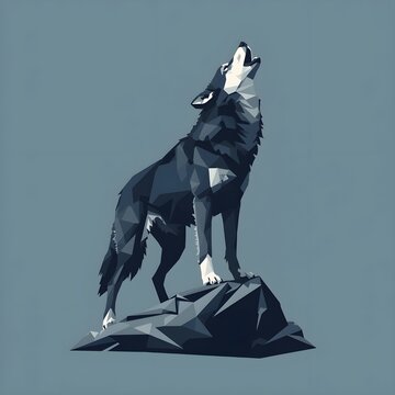 Poly fragmented logo of a wolf, inspired by vectorization