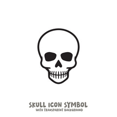 Skull Icon Symbol Vector Illustration in Black and White