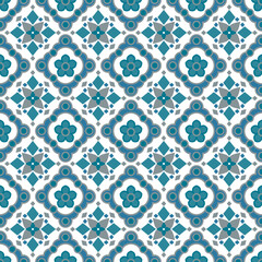 Seamless blue floral ornamental vector pattern for vintage textile and wallpaper design