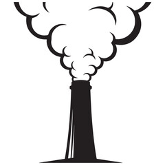 Industrial Chimney Emitting Smoke Silhouette