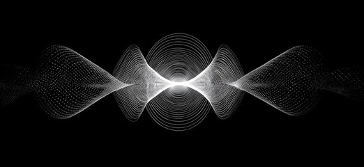 Simple iPhone background showing energy pulsations with infinite patterns, symmetrical white dots on dark cosmic design, tech-themed elegant high quality wallpaper.