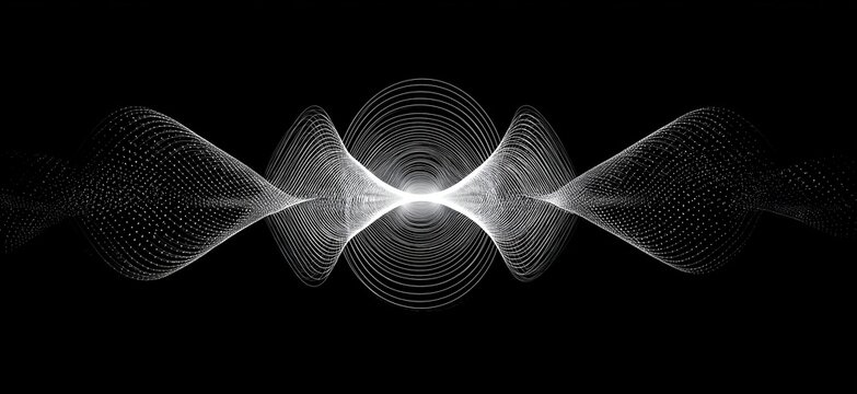 Simple iPhone background showing energy pulsations with infinite patterns, symmetrical white dots on dark cosmic design, tech-themed elegant high quality wallpaper.