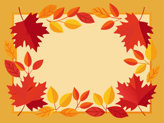 Autumn Leaves Frame with Copy Space and Warm Fall Colors frame colorful
