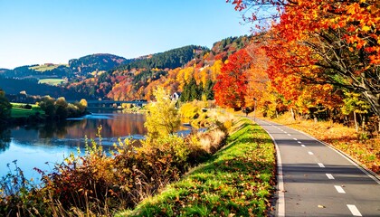 Fototapeta premium Autumnal riverside pathway