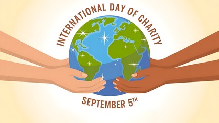 Hands holding the earth for charity day