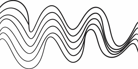 Abstract black and white wavy lines pattern with smooth flowing curves