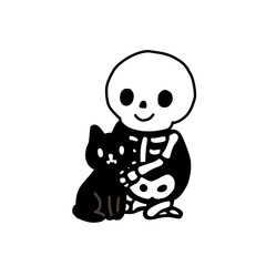 black cat with bone