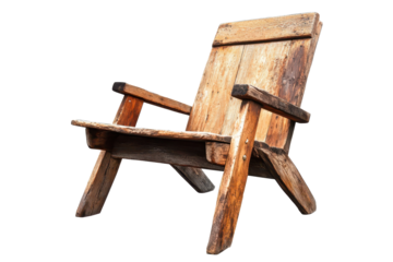 Old wooden chair with rustic charm isolated on a transparent background for multiple design uses and creative projects