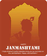 Shree Krishna Janmashtami vector with playing flute, for social media editable banner design template