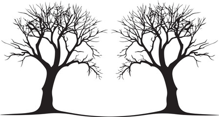 Obraz premium Tree Silhouette with Roots Vector Set