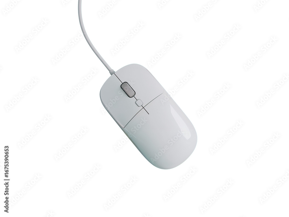 Aufkleber a minimalist representation of a white computer mouse on an isolated transparent scene, ideal for