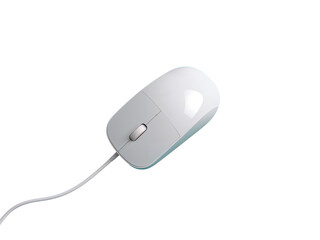 Sleek white computer mouse, a symbol of digital interaction and technology innovation