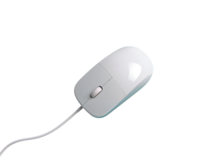 Sleek white computer mouse, a symbol of digital interaction and technology innovation