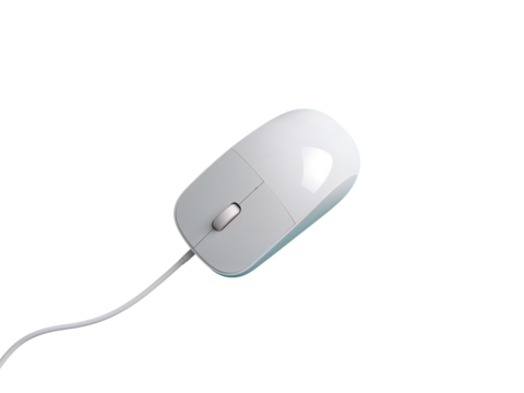 Sleek white computer mouse, a symbol of digital interaction and technology innovation