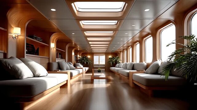 Luxury Lounge Inside Yacht Shows Extravagance