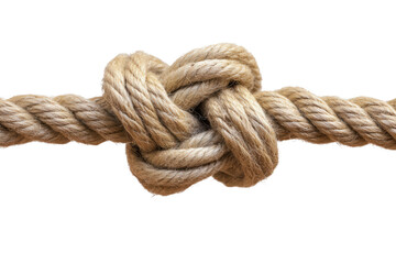 Rope knot demonstrating strength in simplicity against a white background for artistic and educational purposes