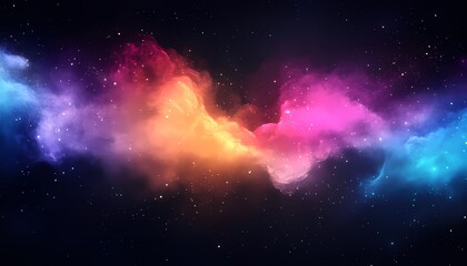 Colorful Cosmic Galaxy Nebula with Bright Stars in Dark Space