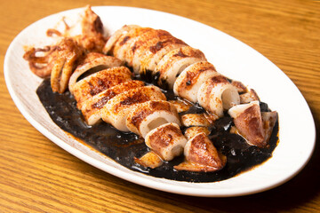 イカ焼きイカ墨ソース