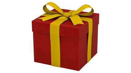 Obraz premium High-quality 3D red gift box with yellow satin bow