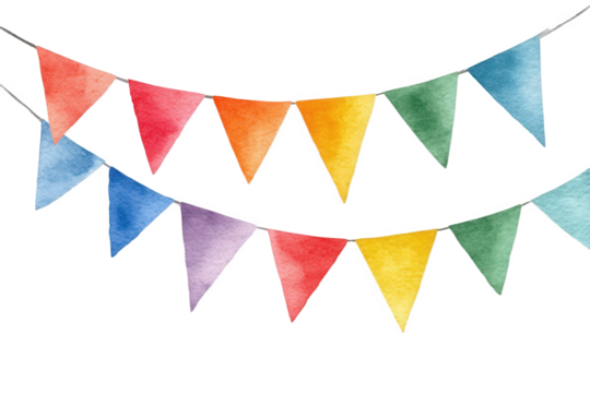 Colorful Watercolor Bunting Flags Hanging Decoration